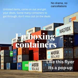 Un boxing containers, please like this flyer to be notified when I go live.